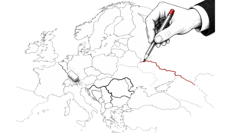 Илустрација цртања и брисања граница на тлу Европе