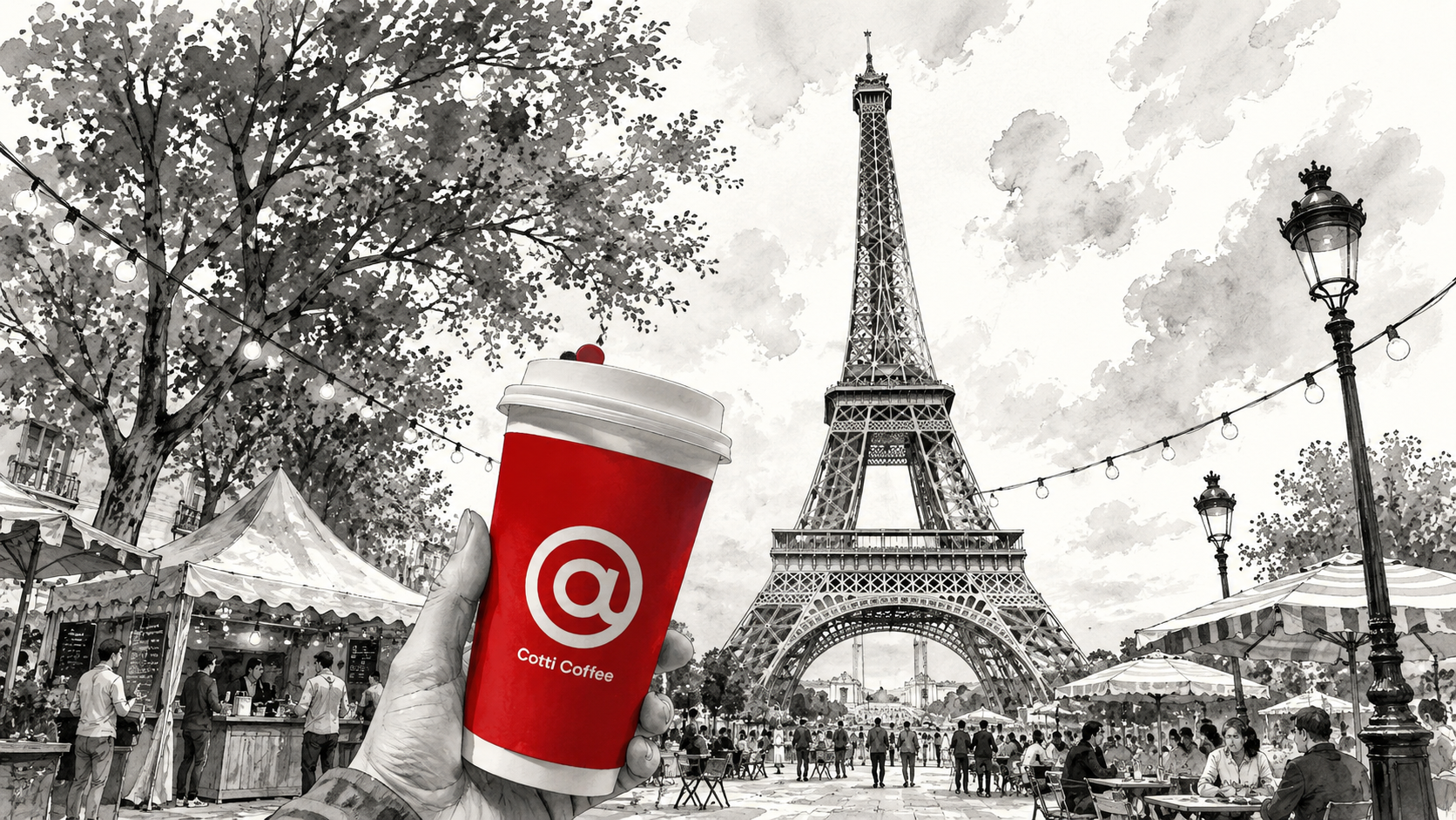 Кафа за мање од 1 евро у Паризу уз Cotti Coffee шољу испред Ајфелове куле